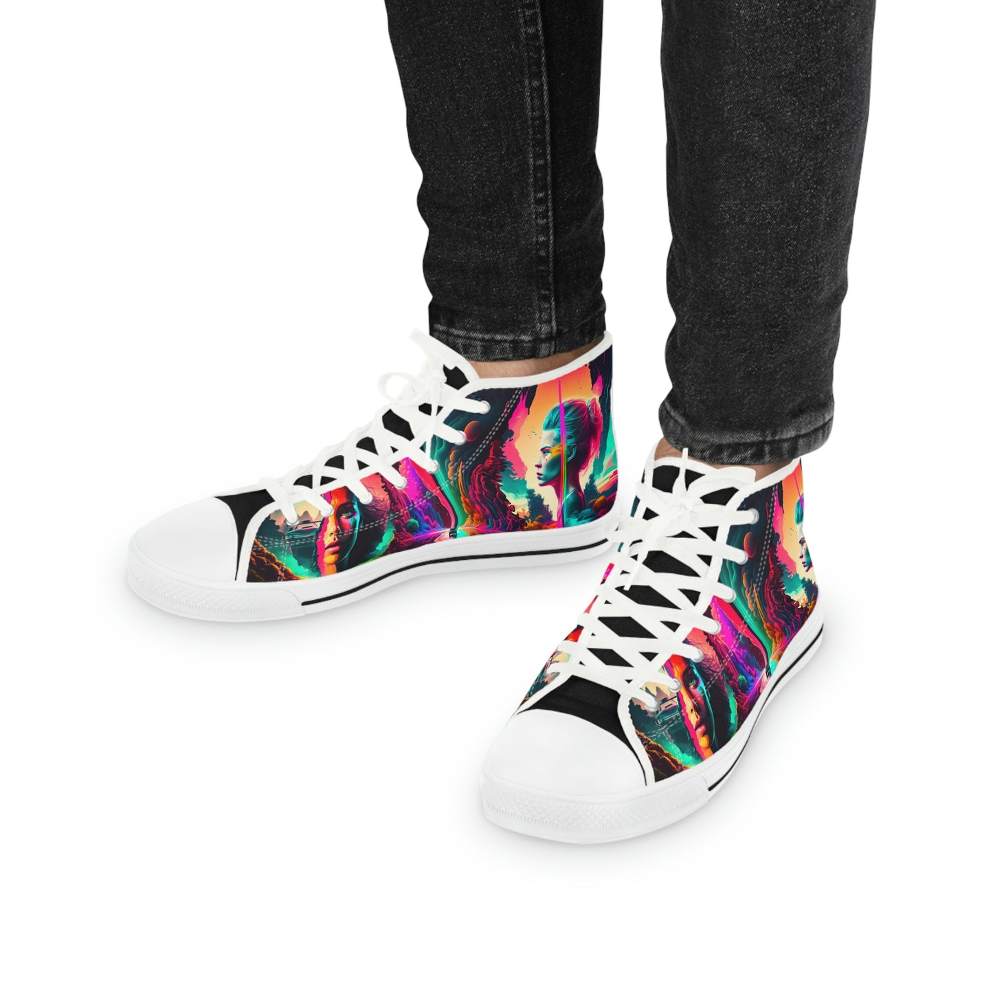 aaMen's High Top Lucid Dreams Synthwave Sneakers 1