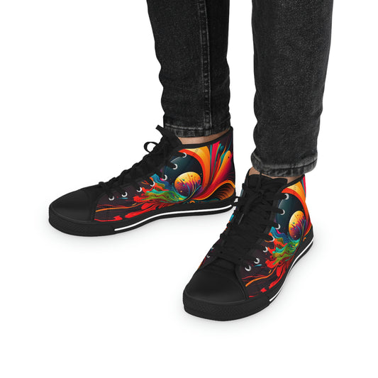 aaMen's Abstract Planet High Top Sneakers 1
