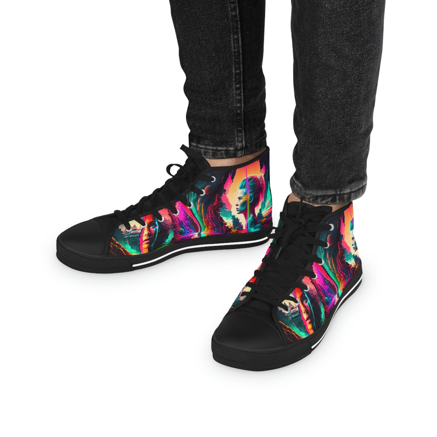 aaMen's High Top Lucid Dreams Synthwave Sneakers 1
