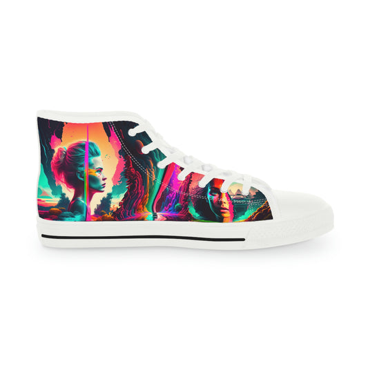 aaMen's High Top Lucid Dreams white Synthwave Sneakers 1